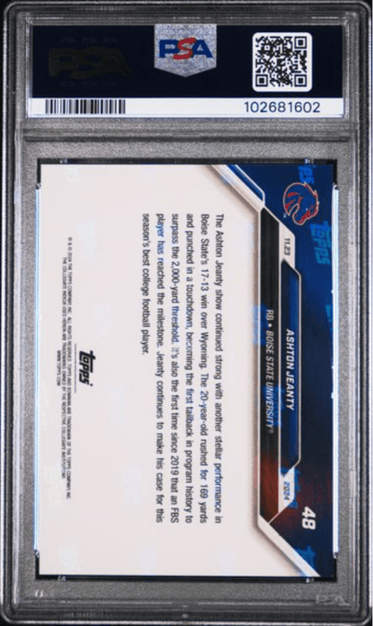Graded 2024 Topps Bowman U Now Ashton Jeanty #48 Blue /49 Rookie RC Football Card PSA 10 Gem Mint