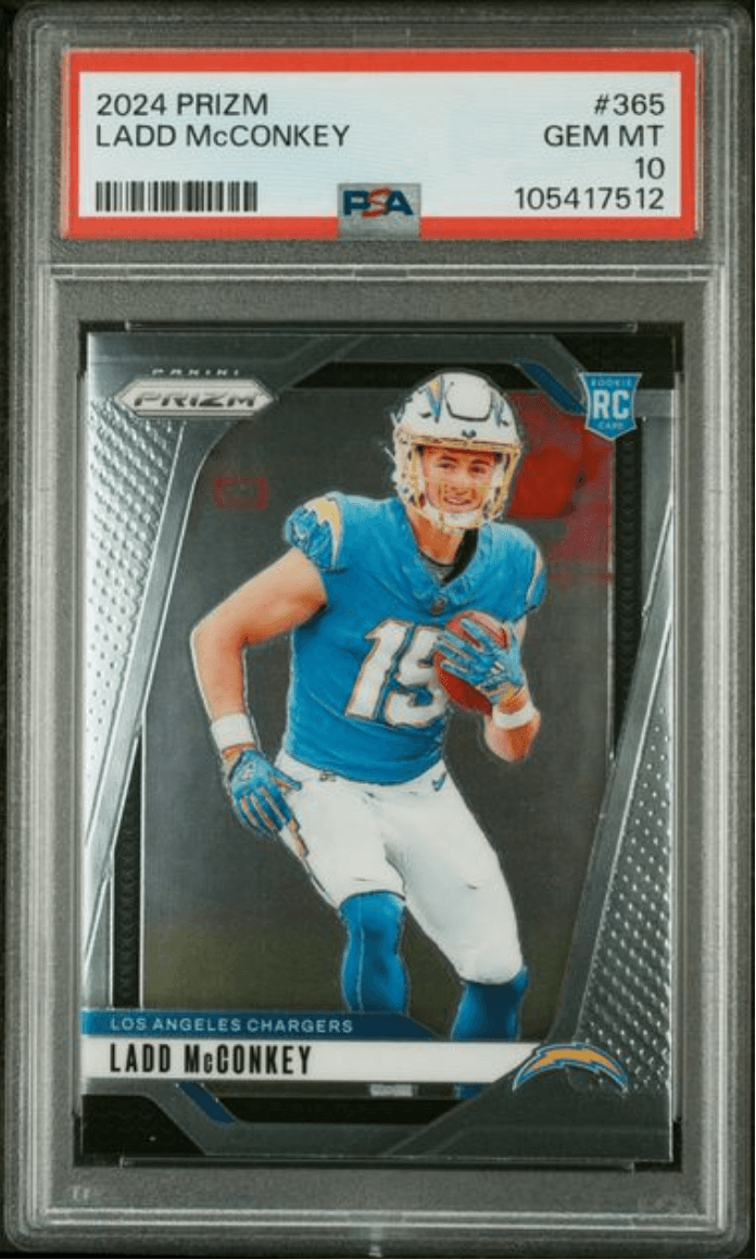 Graded 2024 Panini Prizm Ladd McConkey #365 RC Football Card PSA 10 Gem Mint