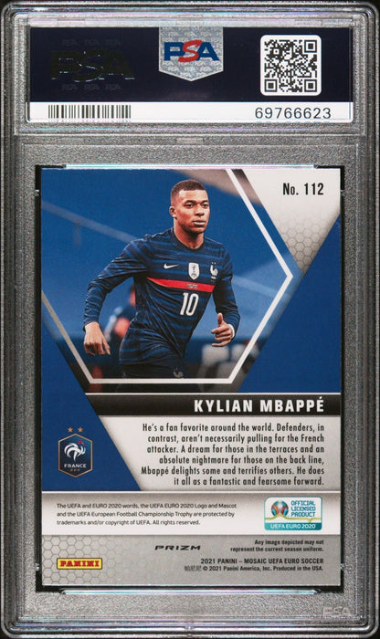 Graded 2020 Panini Mosaic UEFA Euro Kylian Mbappe #112 Silver Soccer Card PSA 10 Gem Mint