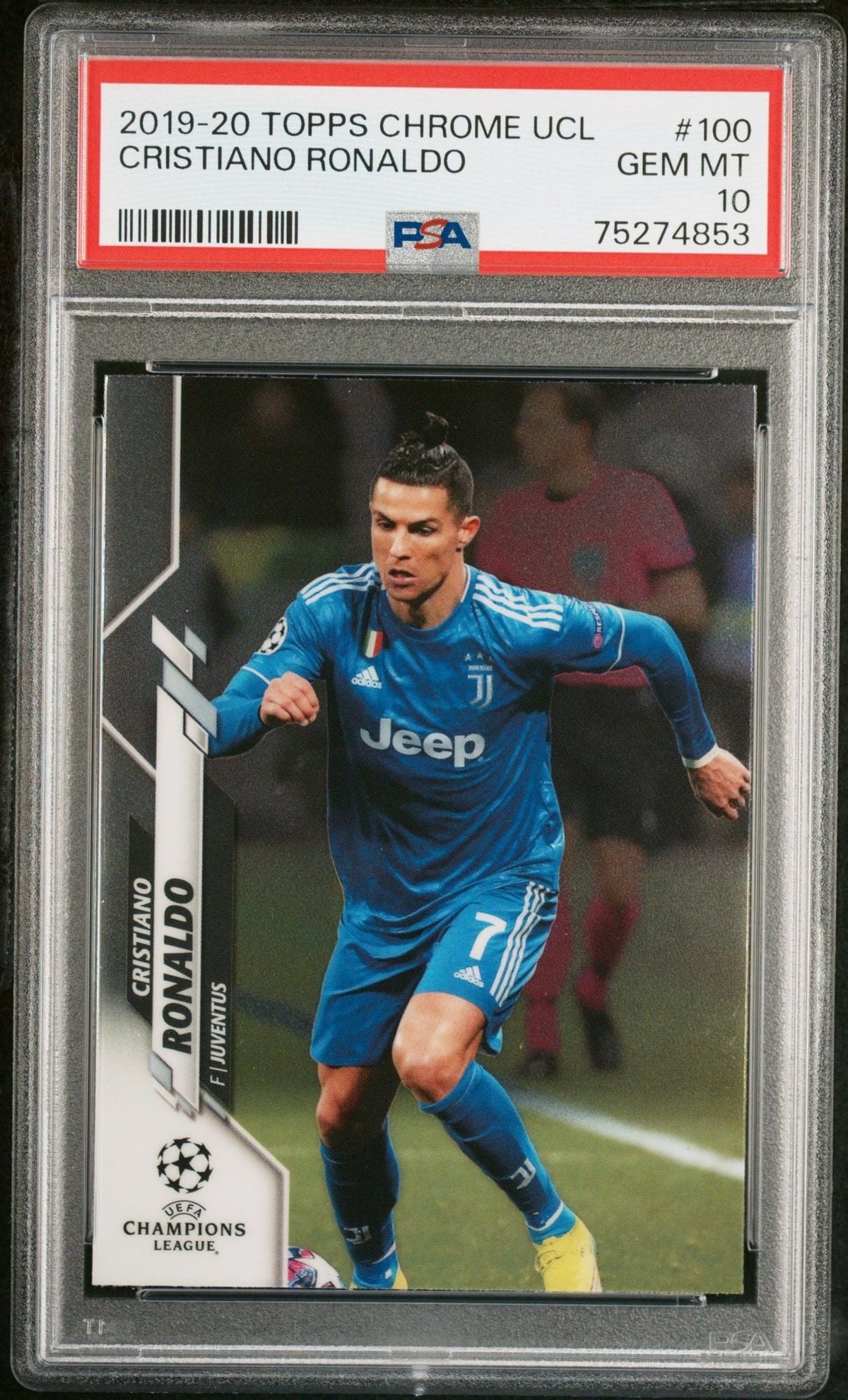 Graded 2019 Topps Chrome UCL Cristiano Ronaldo #100 UEFA Champions League Soccer Card PSA 10 Gem Mint
