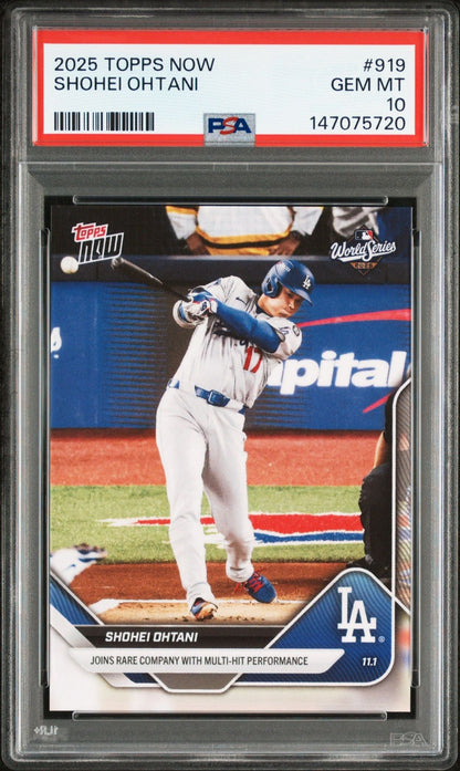 Graded 2025 Topps Now Shohei Ohtani #919 World Series Baseball Card PSA 10 Gem Mint