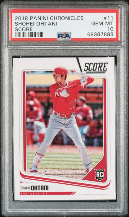 Graded 2018 Panini Chronicles Shohei Ohtani #11 Score Rookie RC Baseball Card PSA 10 Gem Mint