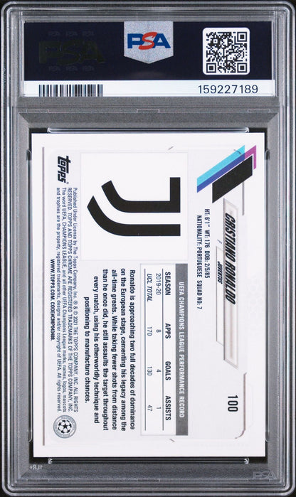 Graded 2020 Topps Chrome UCL Cristiano Ronaldo #100 UEFA Champions League Soccer Card PSA 10 Gem Mint