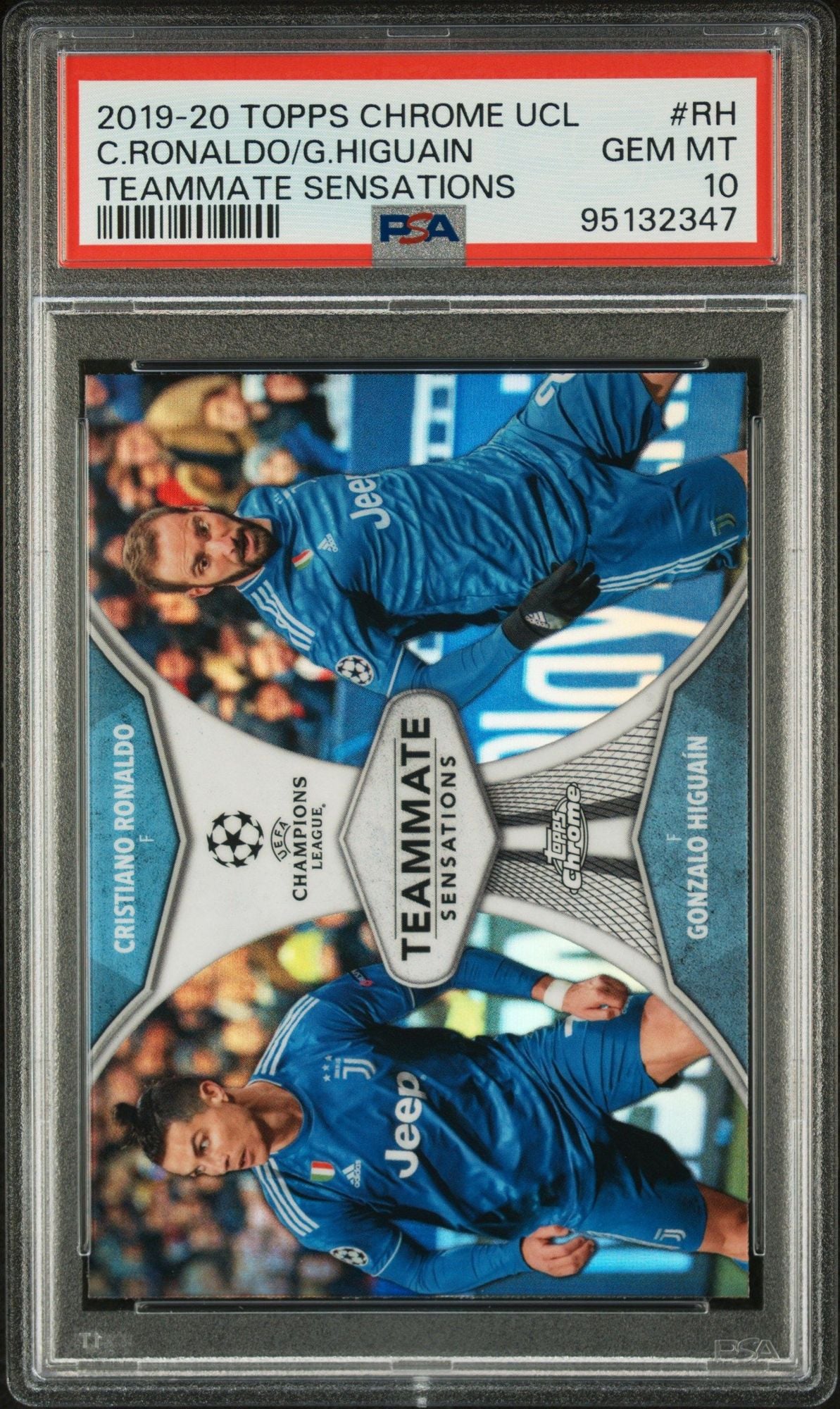 Graded 2019 Topps Chrome UCL Cristiano Ronaldo Gonzalo Higuain #RH Teammate Sensations Soccer Card PSA 10 Gem Mint
