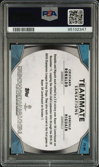 Graded 2019 Topps Chrome UCL Cristiano Ronaldo Gonzalo Higuain #RH Teammate Sensations Soccer Card PSA 10 Gem Mint