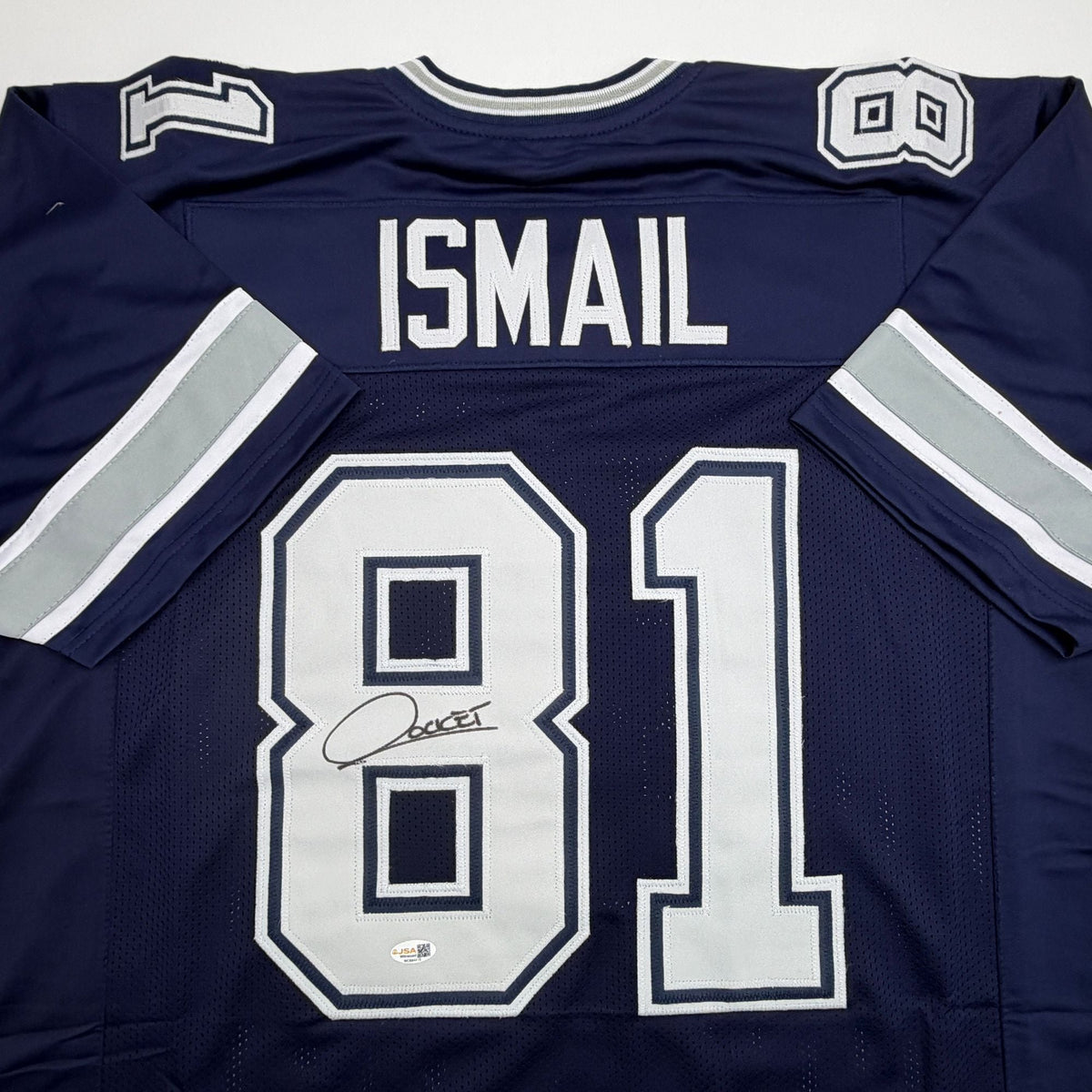 Autographed/Signed Raghib Rocket Ismail Dallas Navy Blue Football Jersey JSA COA