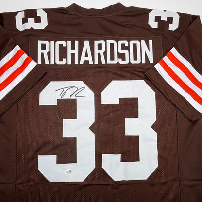Autographed/Signed Trent Richardson Cleveland Brown Football Jersey JSA COA