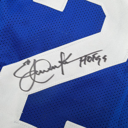 Autographed/Signed Eric Dickerson Indianapolis Blue Football Jersey Beckett BAS COA