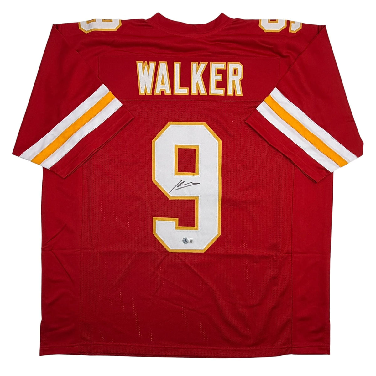 Autographed/Signed Kenneth Walker III Kansas City Red Football Jersey Beckett BAS COA