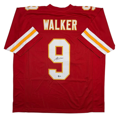 Autographed/Signed Kenneth Walker III Kansas City Red Football Jersey Beckett BAS COA