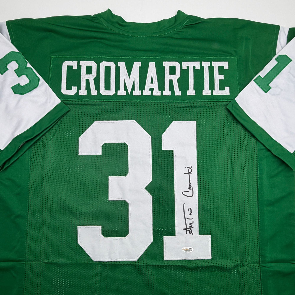 Autographed/Signed Antonio Cromartie New York Green Football Jersey JSA COA