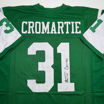 Autographed/Signed Antonio Cromartie New York Green Football Jersey JSA COA