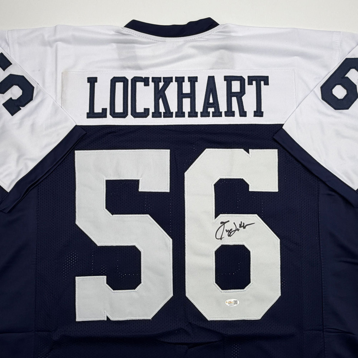 Autographed/Signed Eugene Lockhart Dallas Thanksgiving Day Football Jersey JSA COA