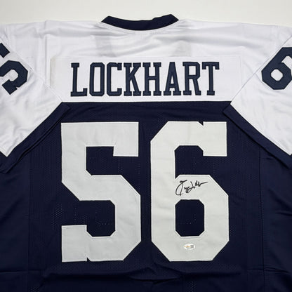 Autographed/Signed Eugene Lockhart Dallas Thanksgiving Day Football Jersey JSA COA