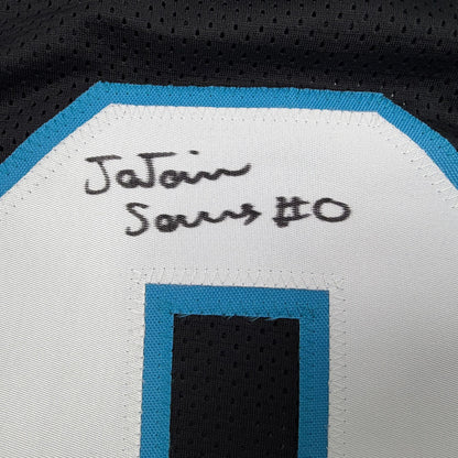 Autographed/Signed Ja'Tavion Sanders Carolina Black Football Jersey Beckett BAS COA