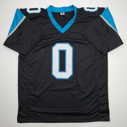 Autographed/Signed Ja'Tavion Sanders Carolina Black Football Jersey Beckett BAS COA