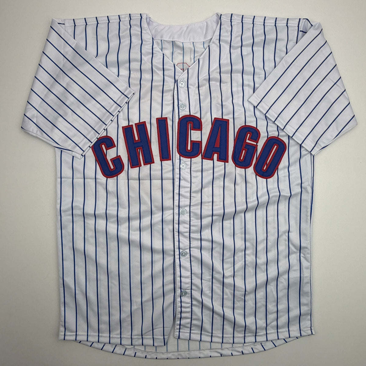 Autographed/Signed Michael Busch Chicago Pinstripe Baseball Jersey Beckett BAS COA