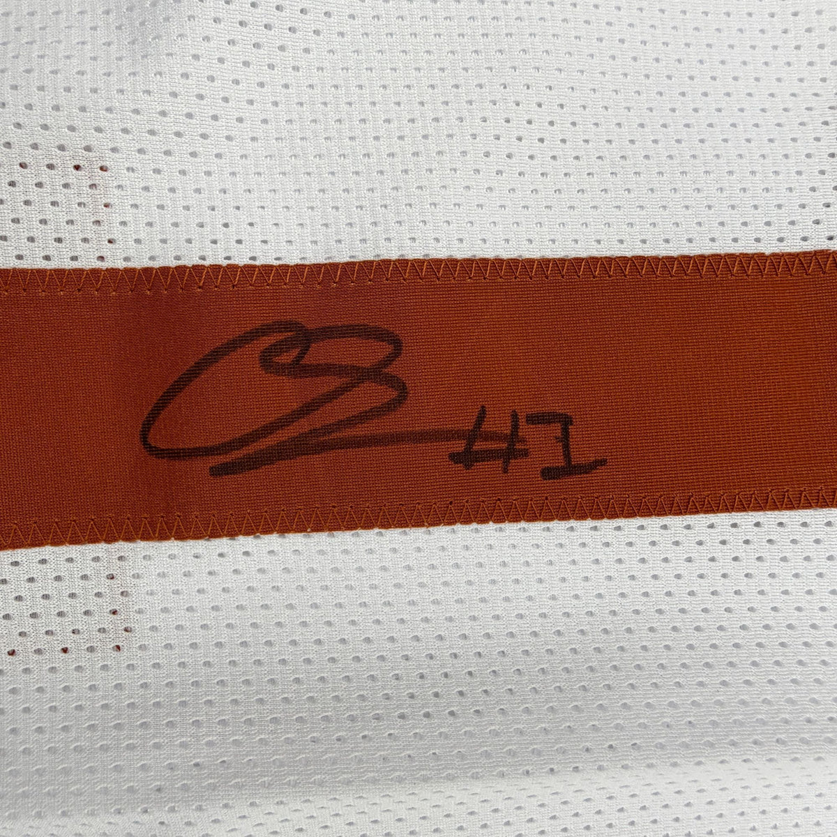 Autographed/Signed Colin Simmons Texas White College Football Jersey Beckett BAS COA
