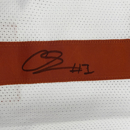 Autographed/Signed Colin Simmons Texas White College Football Jersey Beckett BAS COA