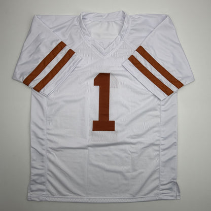 Autographed/Signed Colin Simmons Texas White College Football Jersey Beckett BAS COA
