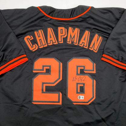 Autographed/Signed Matt Chapman San Francisco Black Baseball Jersey Beckett BAS COA
