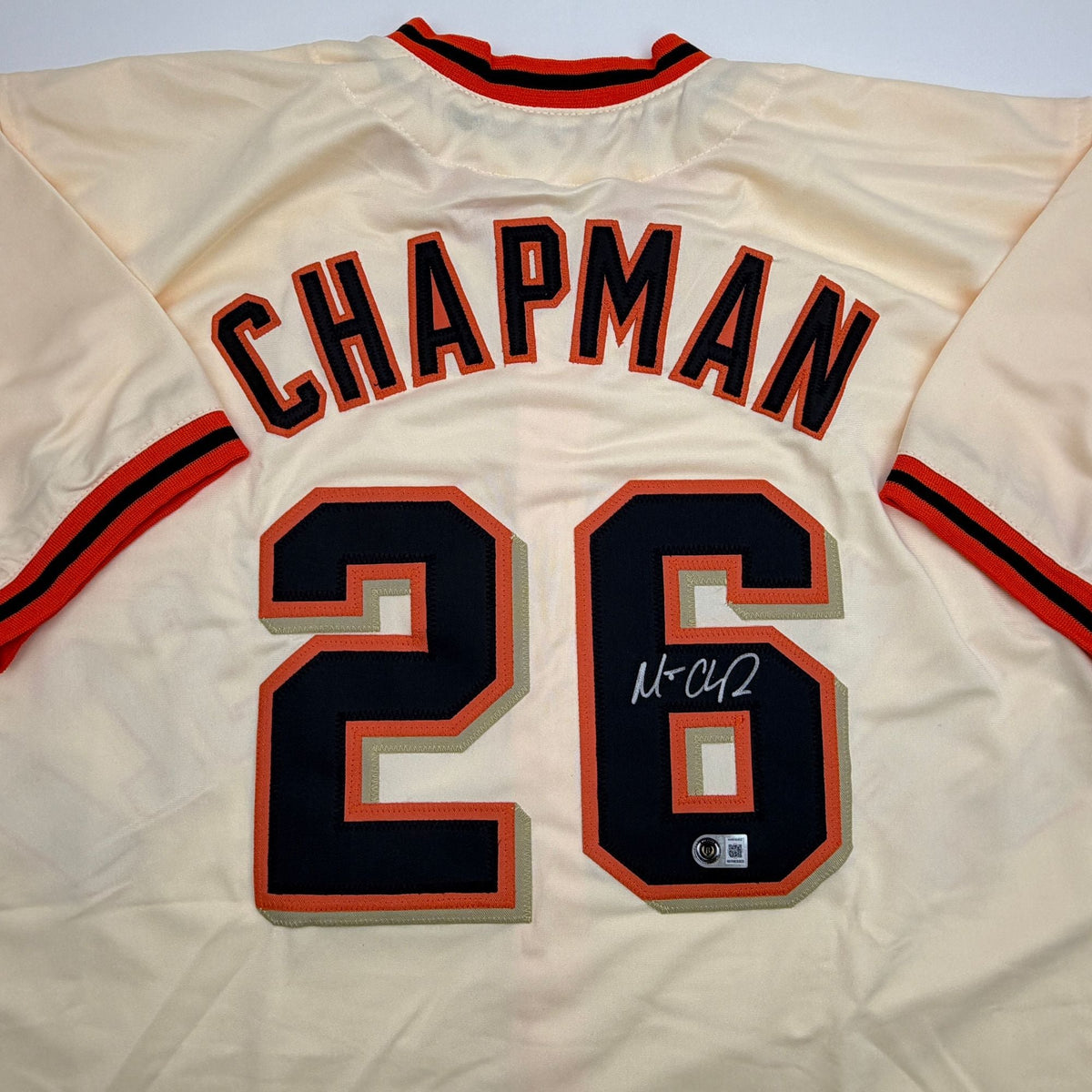 Autographed/Signed Matt Chapman San Francisco Cream Baseball Jersey Beckett BAS COA