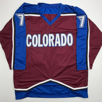 Autographed/Signed Ray Bourque Colorado Maroon Hockey Jersey Beckett BAS COA