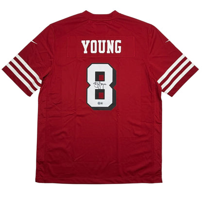 Autographed/Signed Steve Young San Francisco 49ers Red Alternate Authentic Football Jersey Beckett BAS COA