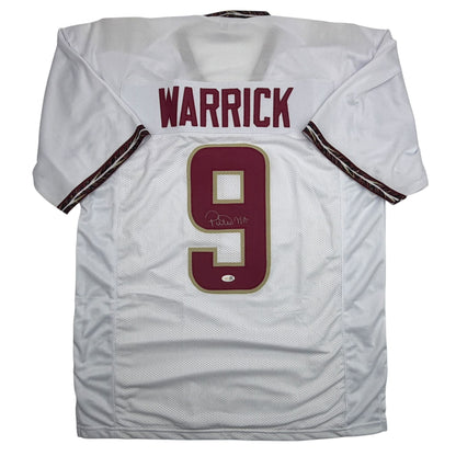 Autographed/Signed Peter Warrick Florida State FSU White College Football Jersey JSA COA