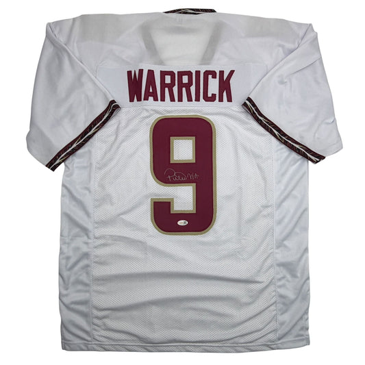 Autographed/Signed Peter Warrick Florida State FSU White College Football Jersey JSA COA