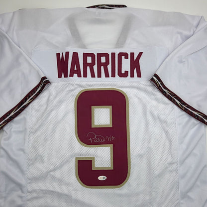 Autographed/Signed Peter Warrick Florida State FSU White College Football Jersey JSA COA