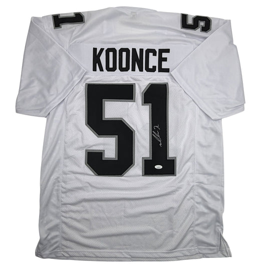 Autographed/Signed Malcolm Koonce Las Vegas Oakland White Football Jersey JSA COA