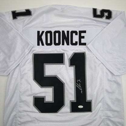 Autographed/Signed Malcolm Koonce Las Vegas Oakland White Football Jersey JSA COA