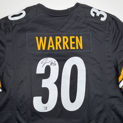 Autographed/Signed Jaylen Warren Pittsburgh Steelers Black Authentic Football Jersey Fanatics COA