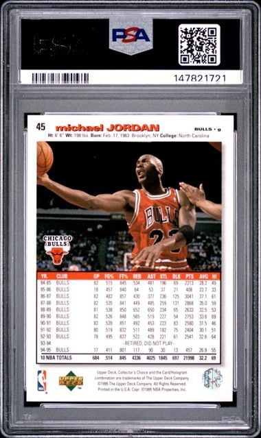 Graded 1995 Upper Deck UD Collector's Choice Michael Jordan #45 Basketball Card PSA 10 Gem Mint