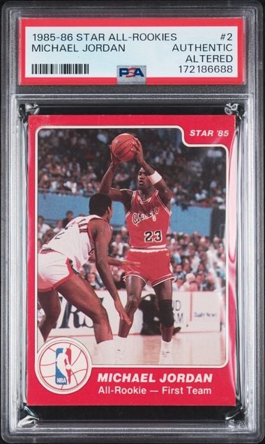 Graded 1985-86 Star All Rookies Michael Jordan #2 Rookie RC Basketball Card PSA Authentic Altered