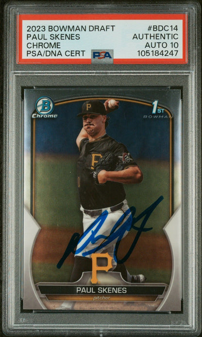 Graded 2023 Topps Bowman Draft Paul Skenes #BDC14 Chrome Rookie RC Baseball Card PSA 10 Auto Grade Gem Mint