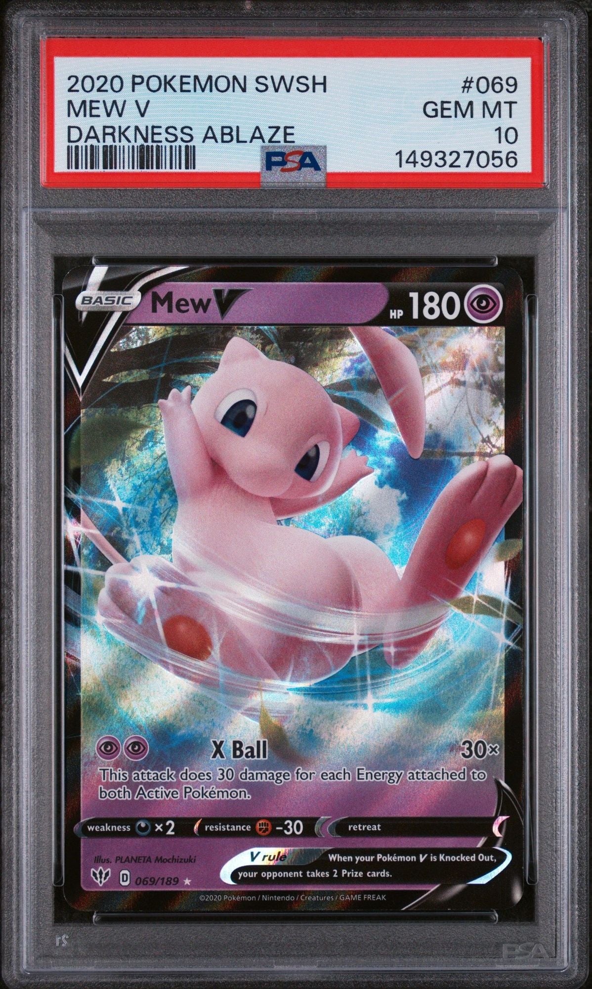 Graded 2020 Pokemon SWSH Darkness Ablaze Mew V #069 Sword & Shield Trading Card Game PSA 10 Gem Mint