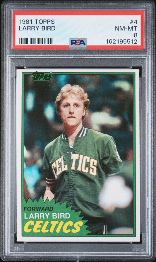 Graded 1981 Topps Larry Bird #4 2nd Year Basketball Card PSA 8 NM-MT