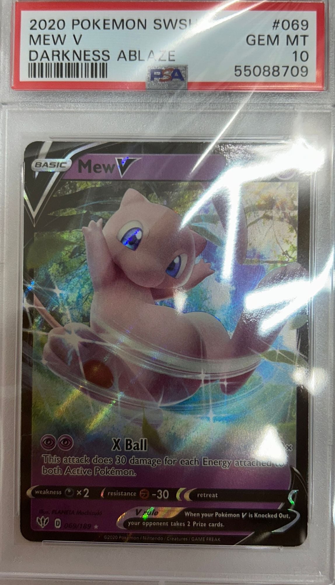 Graded 2020 Pokemon SWSH Darkness Ablaze Mew V #069 Sword & Shield Trading Card Game PSA 10 Gem Mint