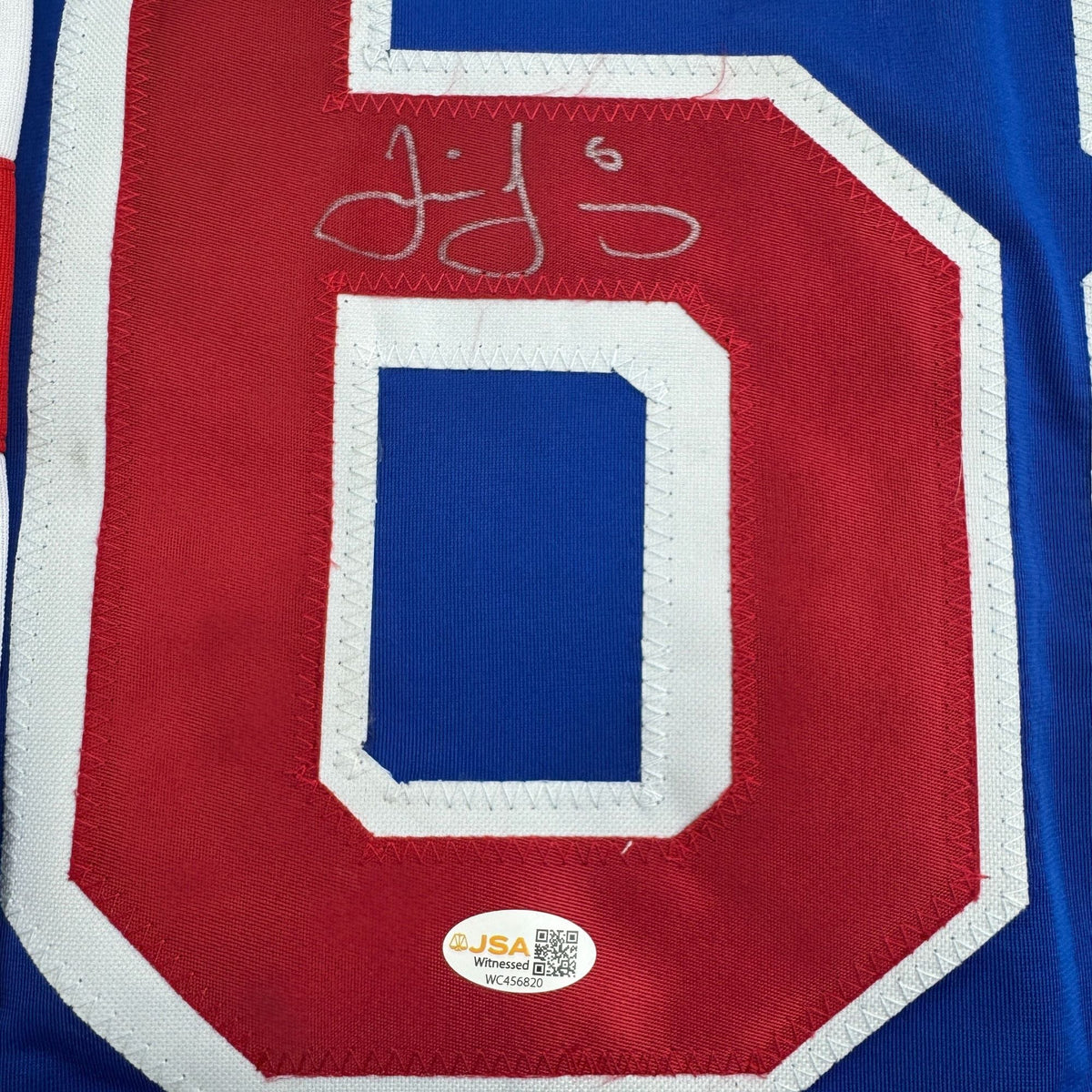 Autographed/Signed Jaromir Jagr New York Blue Hockey Jersey JSA COA