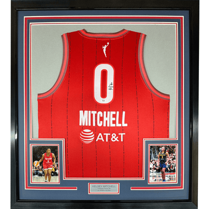 Framed Autographed/Signed Kelsey Mitchell 35x39 Indiana Red Basketball Jersey PSA COA