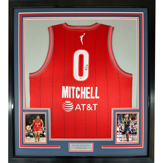 Framed Autographed/Signed Kelsey Mitchell 35x39 Indiana Red Basketball Jersey PSA COA