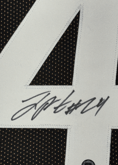 Framed Autographed/Signed Joey Porter Jr. 35x39 Pittsburgh Black Football Jersey JSA COA