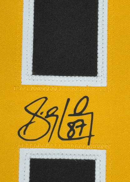 Framed Facsimile Autographed Sidney Crosby 35x39 Pittsburgh Black Reprint Laser Auto Hockey Jersey