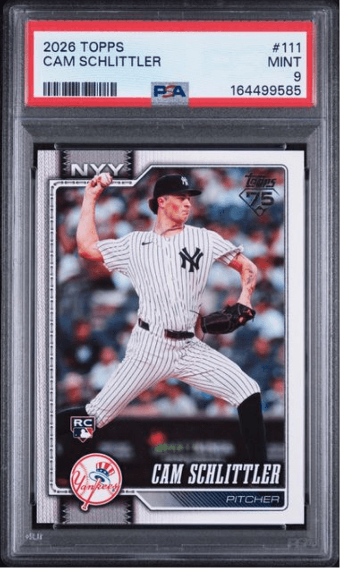 Graded 2026 Topps Cam Schlittler #111 Rookie RC Baseball Card PSA 9 Mint