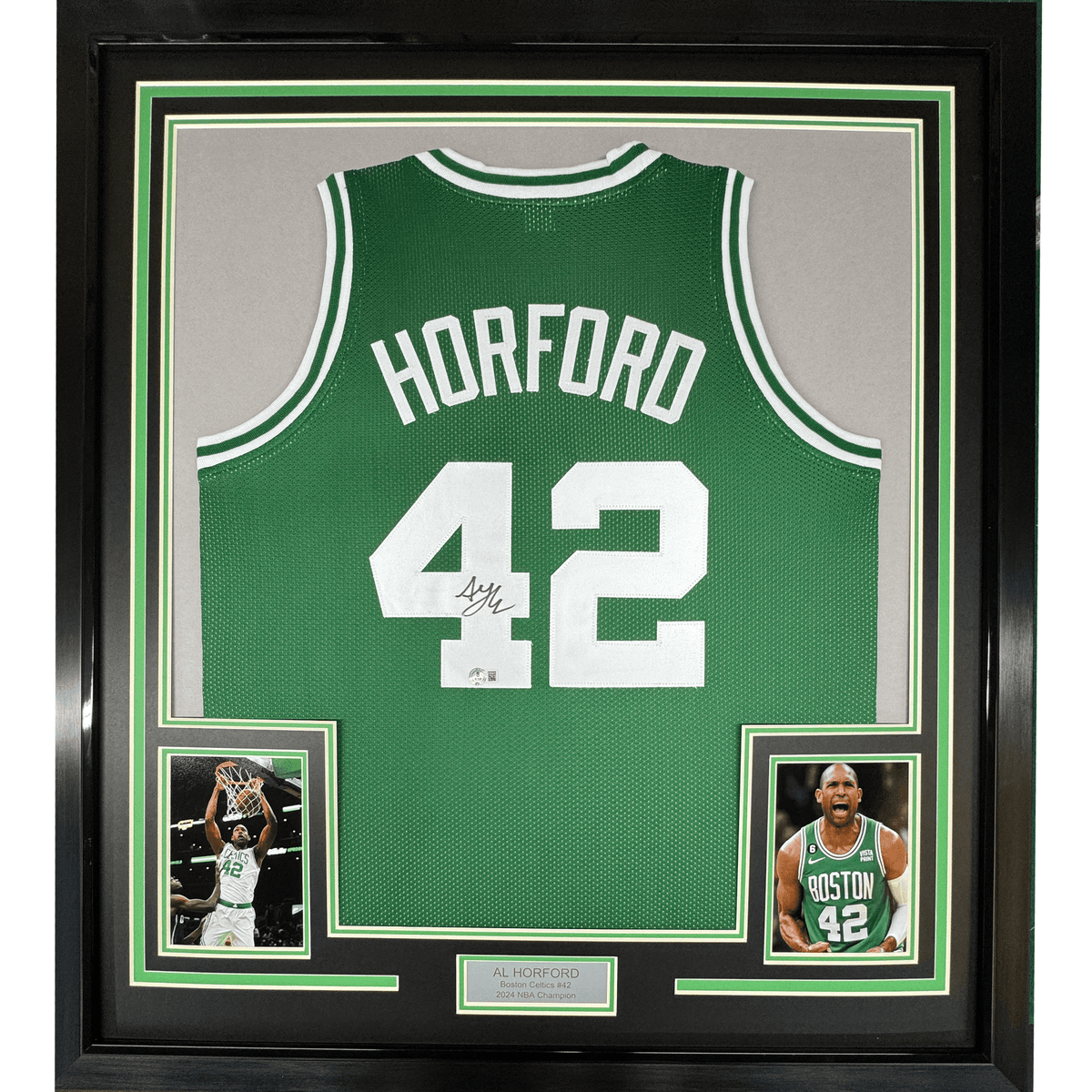 Framed Autographed/Signed Al Horford 35x39 Boston Green Basketball Jersey Beckett COA