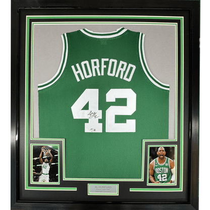 Framed Autographed/Signed Al Horford 35x39 Boston Green Basketball Jersey Beckett COA