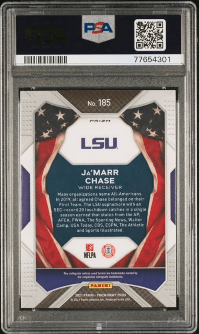 Graded 2021 Panini Prizm DP Ja'Marr Chase #185 Red Ice Rookie RC Football Card PSA 10 Gem Mint