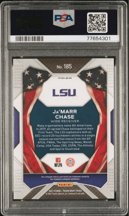 Graded 2021 Panini Prizm DP Ja'Marr Chase #185 Red Ice Rookie RC Football Card PSA 10 Gem Mint